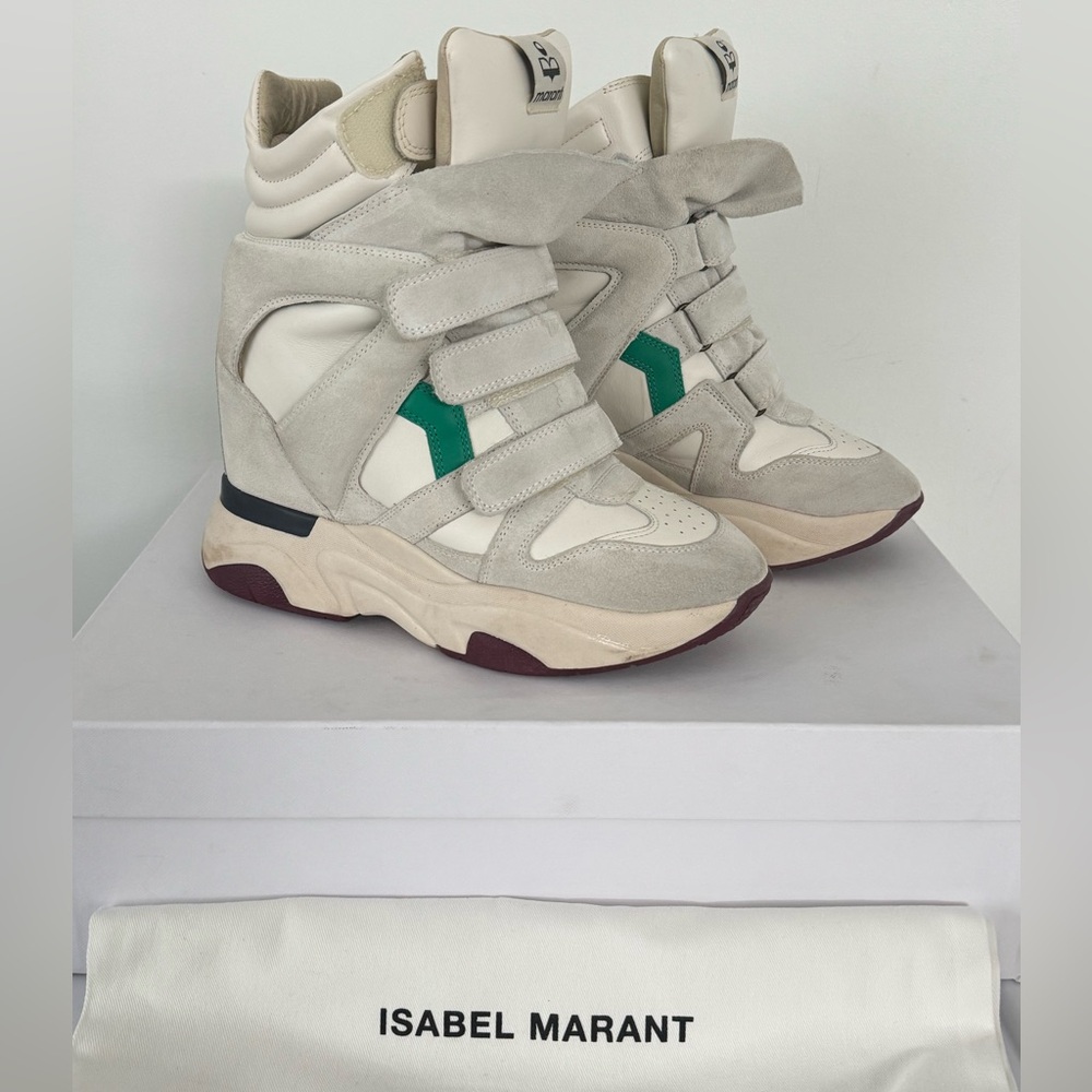 Isabel Marant High-Top Sneakers - Cream and Green